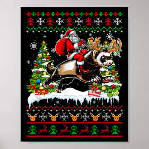 Santa Reittier Frettchen Weihnachten Kinder Famili Poster