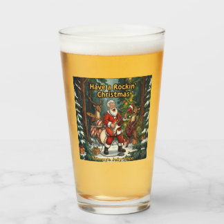 Santa Rentier Band Rockin' Weihnachten Glas
