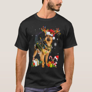 Santa Rentier Deutscher Schäferhund Weihnachtsbele T-Shirt