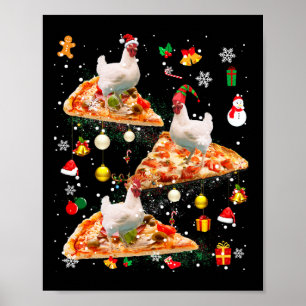 Santa-Rentier-Elf-Huhn-Reit-Pizza-Weihnachten-Gala Poster