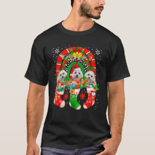 Santa-Rentier-Elf-Malteserhunde in Weihnachtsstrüm T-Shirt