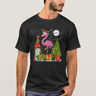 Santa Rentier Flamingo Mit Weihnachts Gnom Weihnac T-Shirt