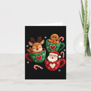 Santa-Rentier-Lebkuchen-Faux-Yarn-Weihnachten Karte