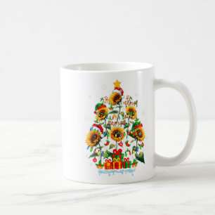 Santa Rentiere Elf Sonnenblumen als Weihnachtsbaum Kaffeetasse