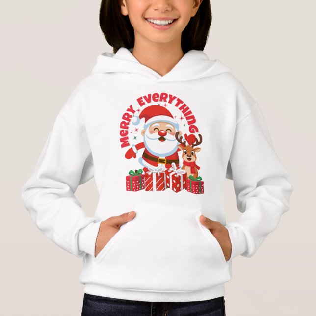 Santa & Rentiere Kinder Sweatshirt (Vorderseite)