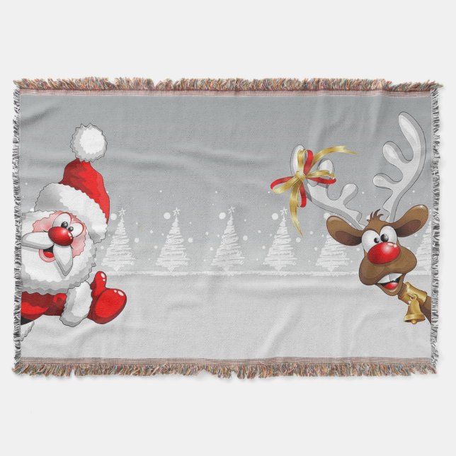 Santa & Rentiere Tapestry Wurf. Decke (Vorderseite)