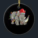 Santa Rhino Christmas Lights Rhino Lover Weihnacht Keramik Ornament<br><div class="desc">Santa Rhino Christmas Lights Rhino Lover Weihnachtsgeschenk</div>