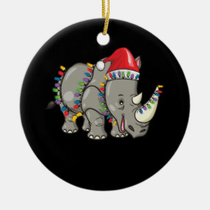 Santa Rhino Christmas Lights Rhino Lover Weihnacht Keramik Ornament