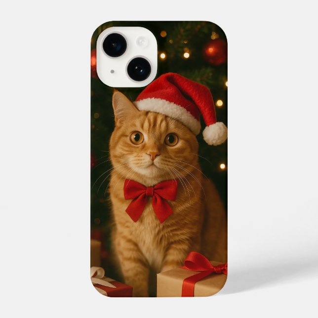 Santa Ribbon Cat iPhone 14 Case iPhone Hülle (Rückseite)
