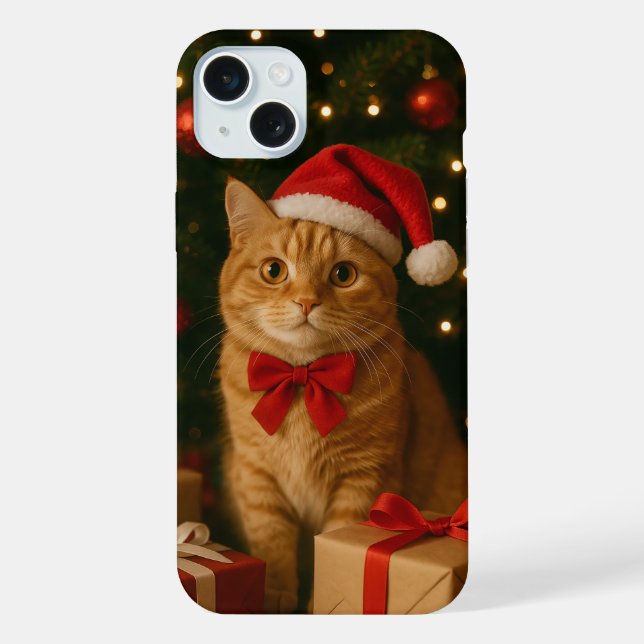 Santa Ribbon Cat iPhone 15 plus Case Hülle (Rückseite)