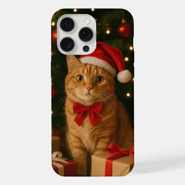 Santa Ribbon Cat iPhone 15 Pro Max Case iPhone Hülle (Rückseite)
