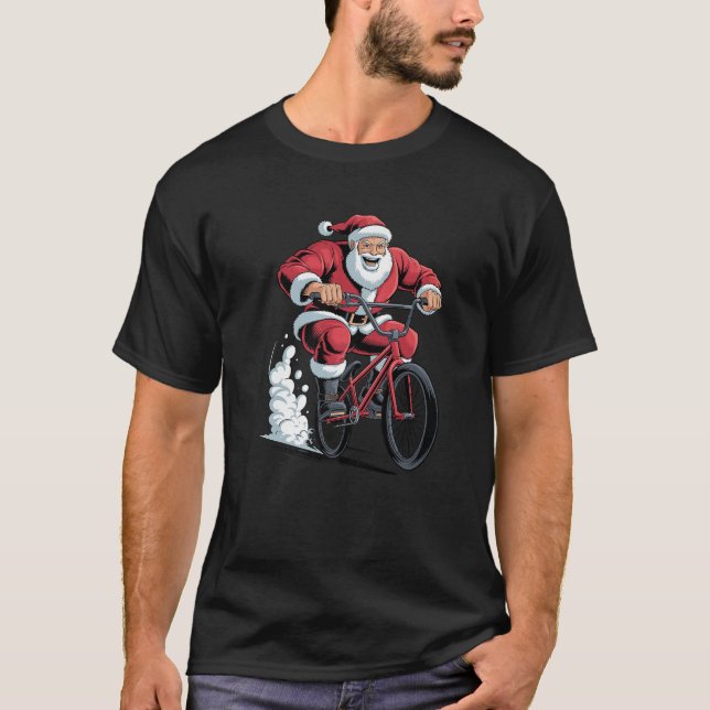 Santa Ride BMX Lover Funny Holiday Weihnachten Xma T-Shirt (Vorderseite)