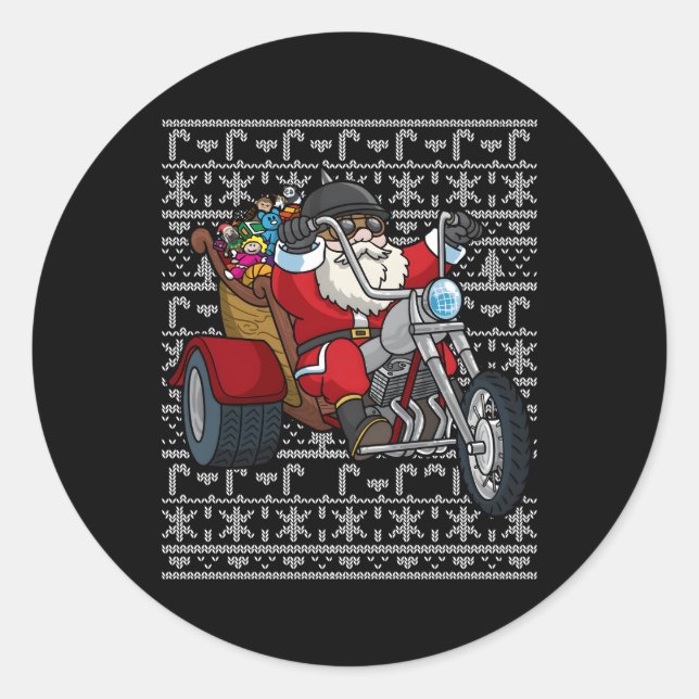 Santa Ride Motorrad-Motorräder Runder Aufkleber (Vorderseite)
