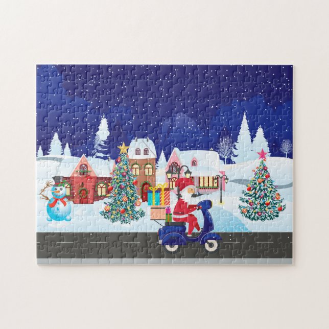 Santa Ride Roller in der Nachtstadt Puzzle (Horizontal)