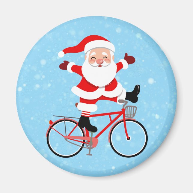 Santa rides a Bicycle Magnet (Vorne)