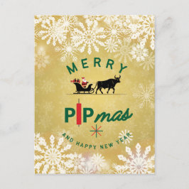 Santa Riding a Bull Sleigh – Forex Pipmas Gift Feiertagspostkarte