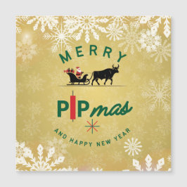 Santa Riding a Bull Sleigh – Forex Pipmas Gift Magnetkarte