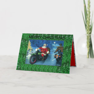 Santa Riding a Christmas Card Feiertagskarte