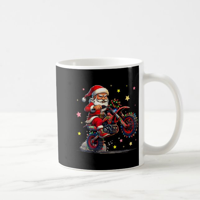 Santa Riding A Dirt Bike Christmas Lights Motocros Kaffeetasse (Rechts)