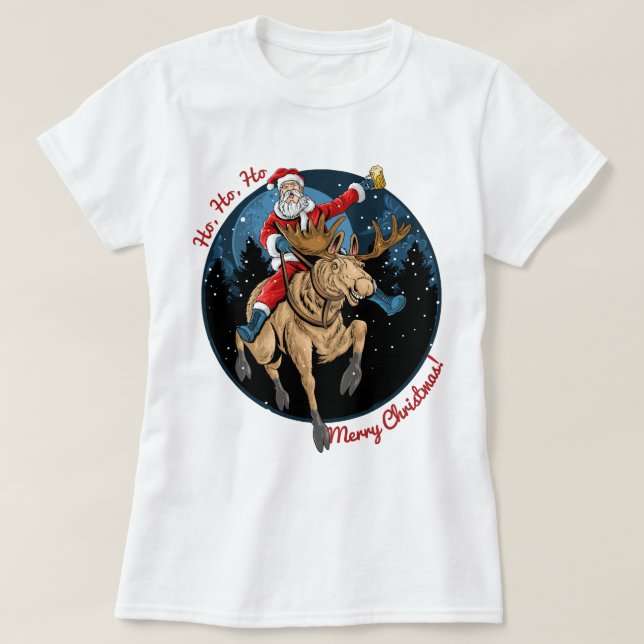 Santa Riding a Elose T-Shirt (Design vorne)
