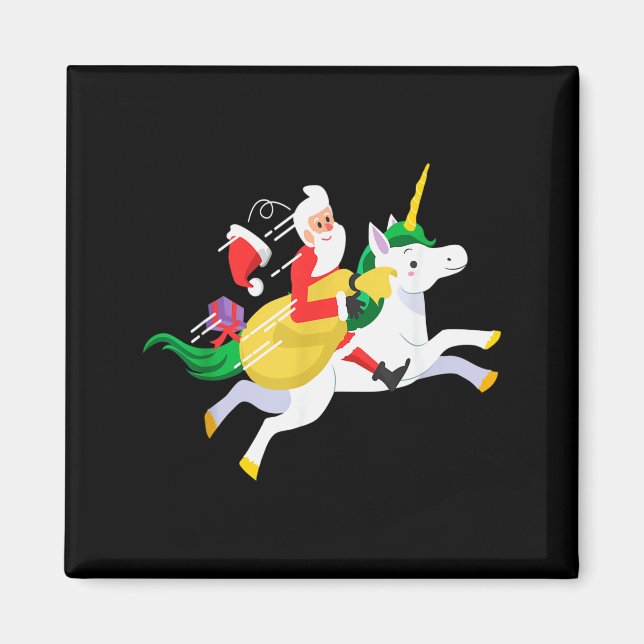 Santa Riding A Unicorn Funny Christmas Gift  Magnet (Vorne)
