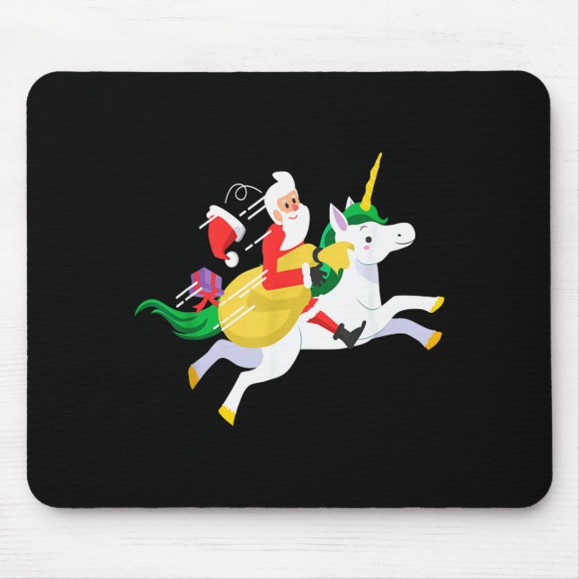 Santa Riding A Unicorn Funny Christmas Gift  Mousepad (Vorne)