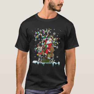 Santa Riding American Kurzair Xmas Tree Santa Ca T-Shirt
