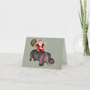 Santa Riding auf Hippo Feiertagskarte