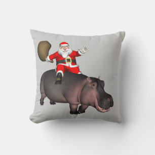 Santa Riding auf Hippo Kissen