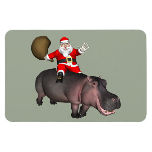 Santa Riding auf Hippo Magnet