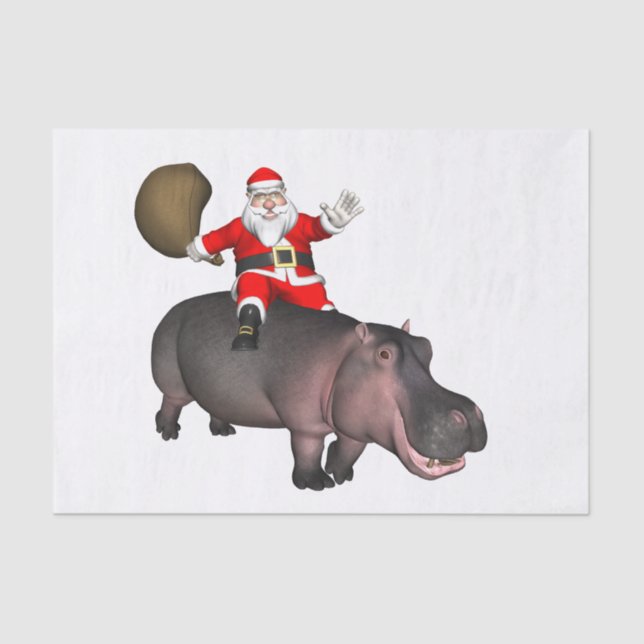 Santa Riding auf Hippo Seidenpapier (Vorderseite)