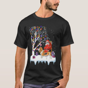 Santa Riding Basset Hound Hund Tree Lichter Basset T-Shirt
