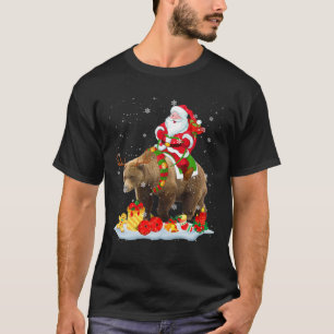 Santa Riding Bear Rentier Weihnachtsmann T-Shirt