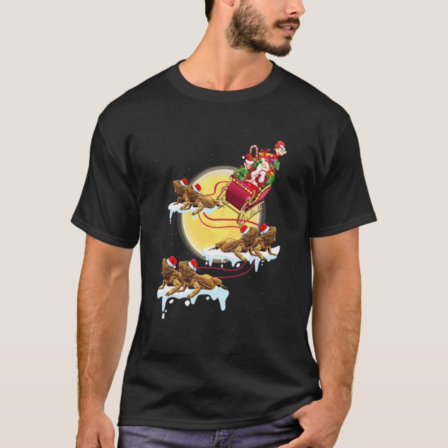 Santa Riding Bearded Dragon Christmas For Reptile T-Shirt (Vorderseite)