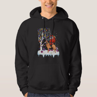 Santa Riding Belgian Malinois Dog Tree Lights Hoodie