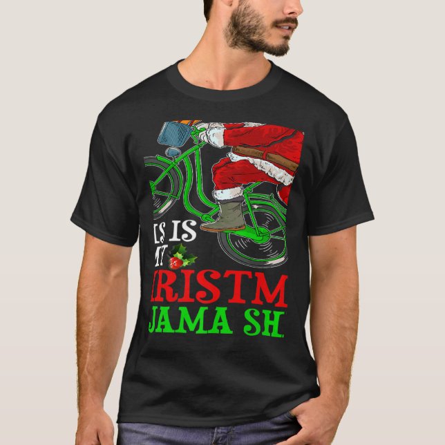 Santa Riding Bicycle Cycling This Is My Christmas  T-Shirt (Vorderseite)