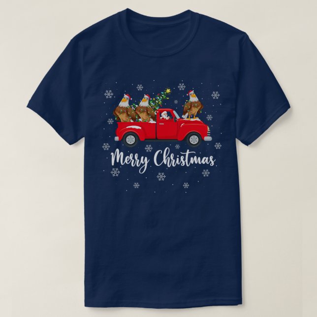 Santa Riding Christmas Tree Truck Eagle Bird Chris T-Shirt (Design vorne)