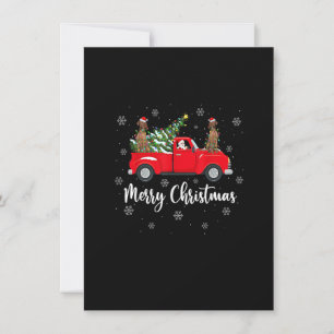 Santa Riding Christmas Tree Truck Vizsla Dog Chris Einladung