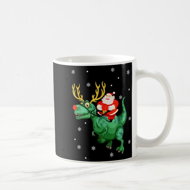 Santa Riding Dinosaur Funny Merry Christmas Lover  Kaffeetasse (Rechts)