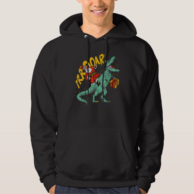 Santa Riding Dinosaur rex Christmas Xmas Kids Boys Hoodie (Vorderseite)