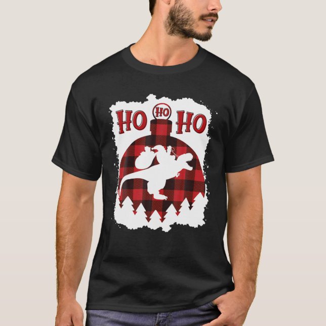 Santa Riding Dinosaur Santa Riding T - Rex Funny T-Shirt (Vorderseite)