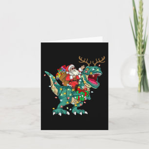 Santa Riding Dinosaur T rex Deer Kids Boys Men Chr Karte