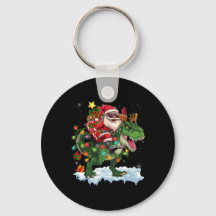 Santa Riding Dinosaur T Rex Weihnachtsbaum Lichter Schlüsselanhänger
