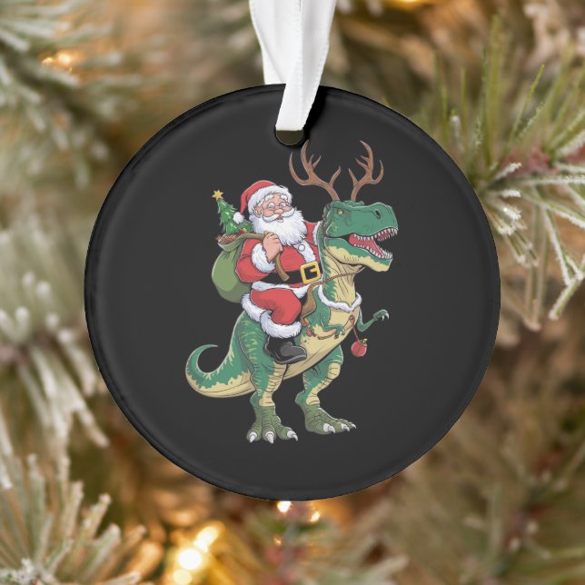 Santa Riding Dinosaur T-Rex Weihnachtsfeiertag Ornament (Baum)
