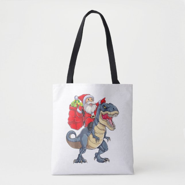 Santa Riding Dinosaur T rex Weihnachtsjunge Männer (Vorderseite)