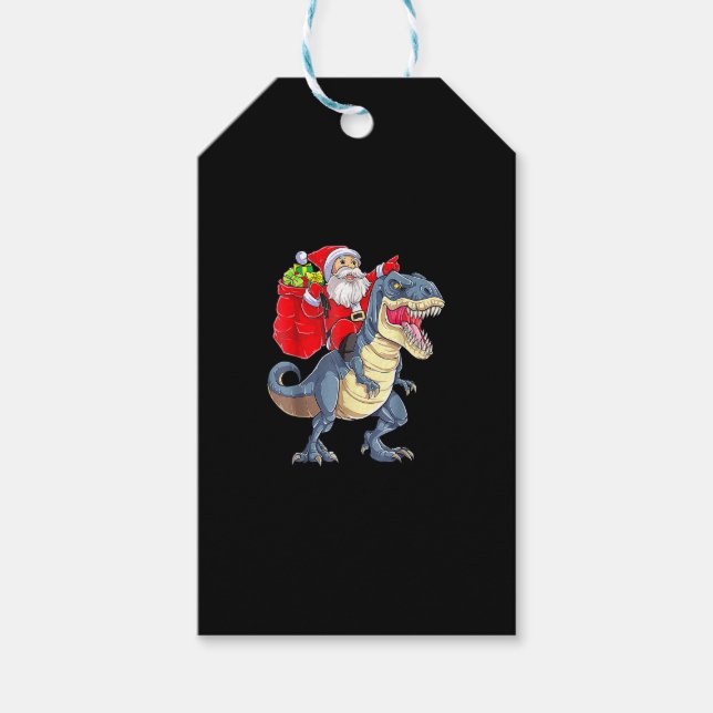 Santa Riding Dinosaur T Rex Weihnachtsjunge Männer Geschenkanhänger (Vorderseite)