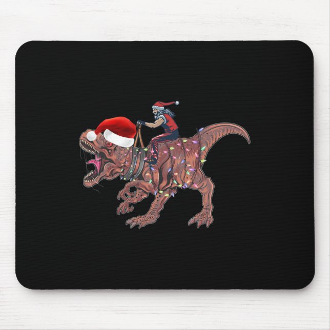 Santa Riding Dinosaur T Rex Weihnachtsjunge Männer Mousepad (Vorne)