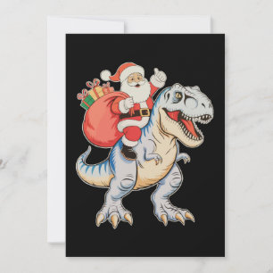 Santa Riding Dinosaurier T Rex Weihnachtsfeiertag Feiertagskarte