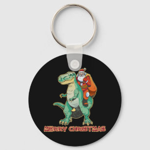 Santa Riding Dinosaurier, Trex Santa, Weihnachtsdi Schlüsselanhänger
