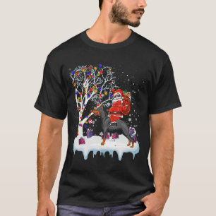 Santa Riding Doberman Pinscher Dog 191 T-Shirt